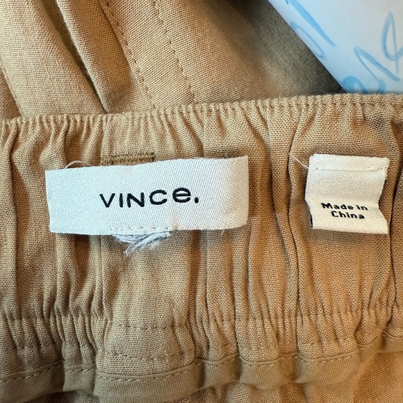 Vince Tan High Waist Linen Blend Cropped Straight Leg Trouser Pants 45698 - Picture 9 of 10